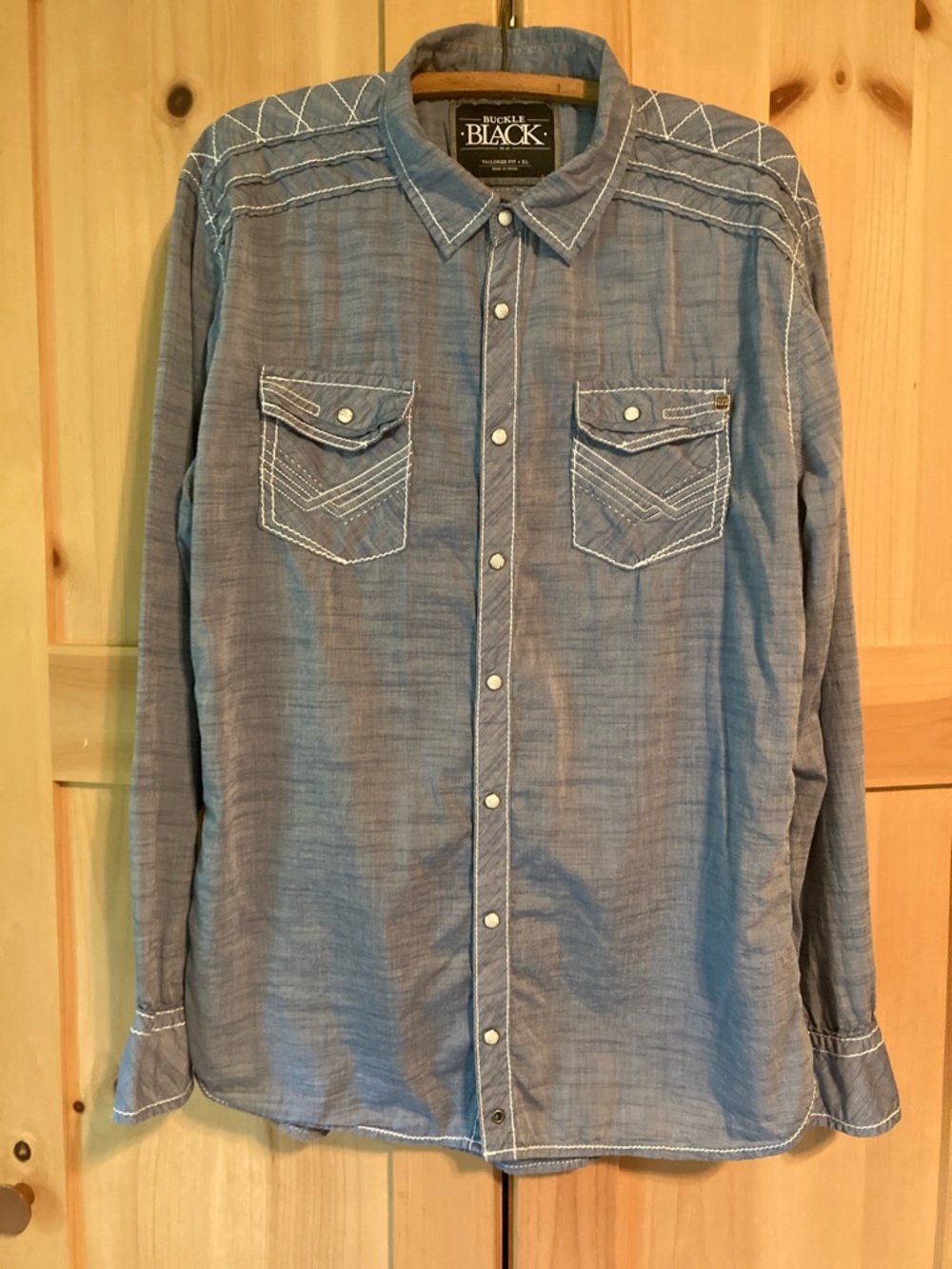 Buckle Black Tailored Fit Chambray Button Down